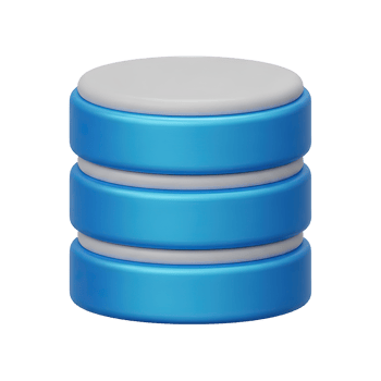 Database server stack 3D icon Blue and grey stacked cylindrical server disks representing data storage database management or network hosting information system technology png