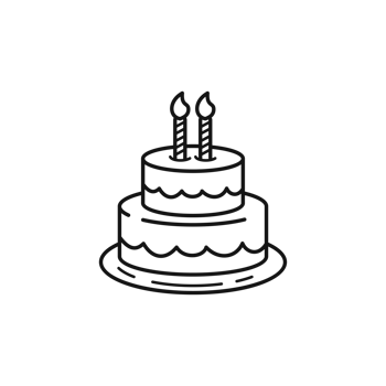 Birthday cake with candle outline illustration png