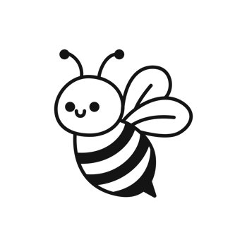 One Cute Bee Doodle Simple Line Art Illustration png
