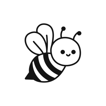 Cute Bee Cartoon Line Art Illustration png