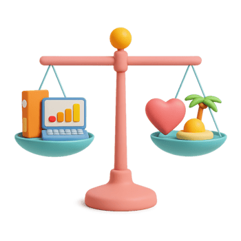 Balancing Work and Life in a 3D Creative Illustration png