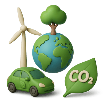 3D Carbon Neutral Design Concept with Eco-Friendly Elements png