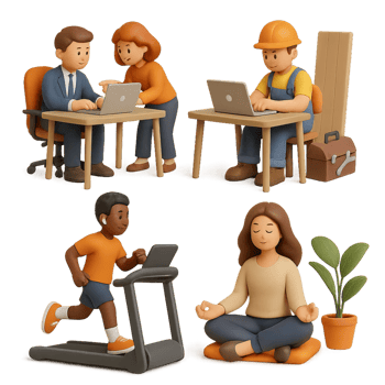 3D Rendering of Workplace Lifestyle in Different Scenarios png