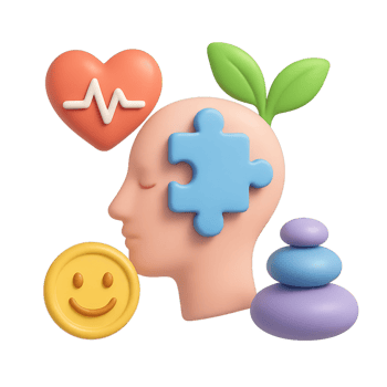 3D Visualization of Wellness Concepts and Mindfulness Elements png
