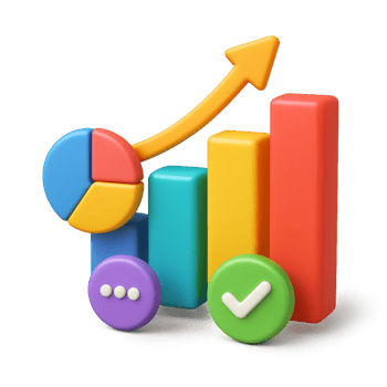 Colorful 3D Infographic Design with Bar Graph and Pie Chart Elements png