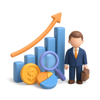 3D Illustration of Financial Growth with Businessman and Graph Elements png