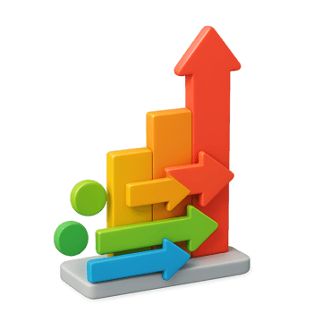 3D Infographic Design with Colorful Arrows and Bars for Growth png