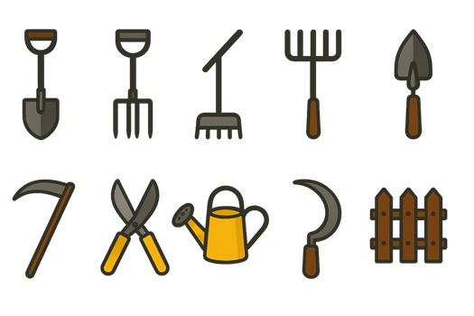 Simple Agricultural Tools Icons for Garden and Farm Use png