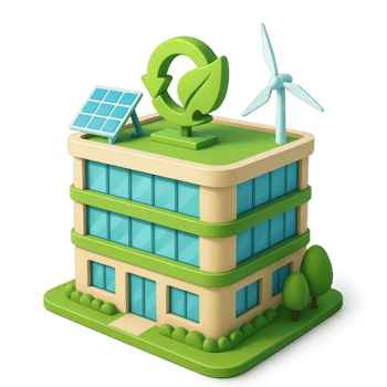 Eco-Friendly Building Design with Renewable Energy Elements png