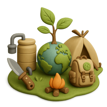 Eco-Friendly Survival Tools for Outdoor Adventure in 3D Design png