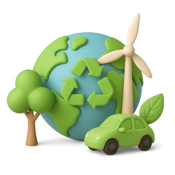 Eco-Friendly 3D Design of Green Planet with Renewable Energy Elements png
