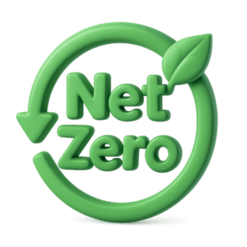 3D Green Net Zero Concept with Circular Arrow and Leaf Design png