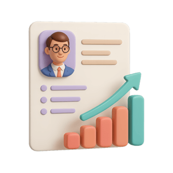 3D Model of Career Path Planning with Growth Chart and Profile Icon png