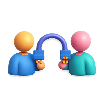 Simple 3D Visualization of Connection Between Two Abstract Figures png