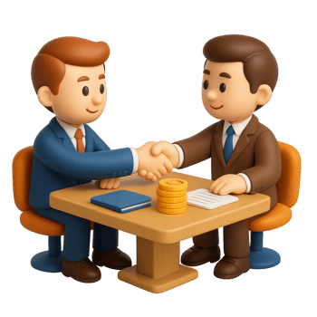 3D Illustration of Simple Negotiation Scene with Characters Shaking Hands png