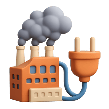 Simple 3D Illustration of Factory with Indirect Emission and Plug png