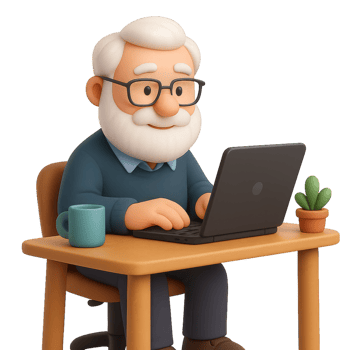 Senior Engineer Working on 3D Software in Modern Office png