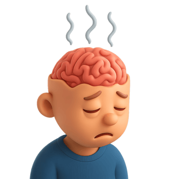 Simple Illustration of Brain Fatigue Expressed by Cartoon Character png