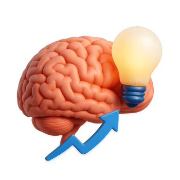 3D Brain Enhancement Concept with Light Bulb Idea Representation png