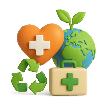 Sustainable Healthcare Design Concept with Eco-Friendly Symbols png