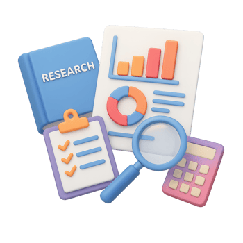 Simple 3D Transparent Design Elements for Research and Analysis png