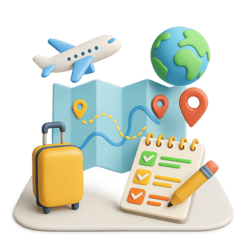 Simple 3D Travel Planning Icons for Tour Creation and Organization png