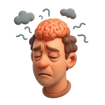 Concept Illustration of Brain Fatigue with Expressions and Emotions png