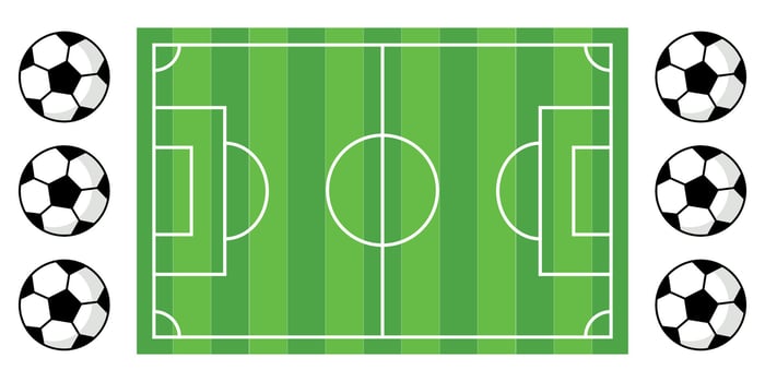 Football sports field stadium with ball vector