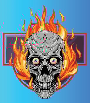 Fiery Skull Burning in Flames - Intense Horror Imagery vector