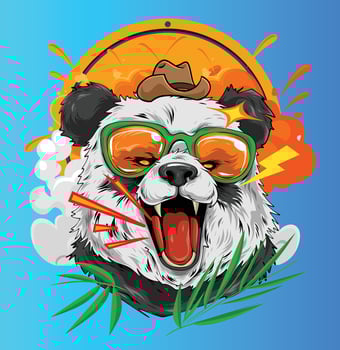 Cool Panda in Sunglasses and Cowboy Hat Roaring vector