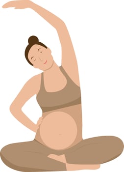Pregnant Mother Yoga Pose Illustration on White Background. vector