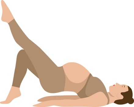 Pregnant Mother Yoga Pose Illustration in Cartoon Design. Isolated on White Background. vector