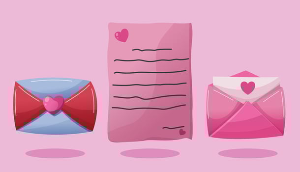 A pink envelope with a letter and a heart vector