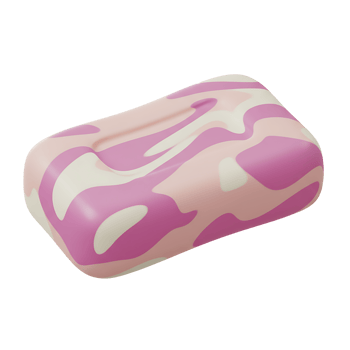 Stylish soap bar illustration in a modern swirl pattern with soft pink and white colors png