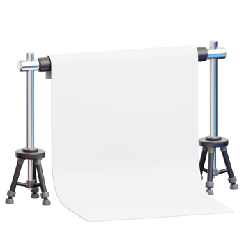 3D Studio Backdrop, A minimalist setup with a clean, blank backdrop supported by sleek, metallic stands, offering endless creative possibilities png