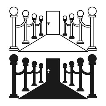 Red Carpet Awards Events Flat Black and Outline Style. Red Carpet Icon on White Background. vector