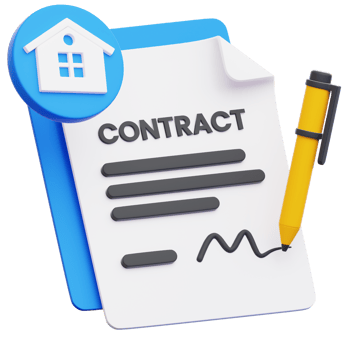 A close-up shot of a detailed illustration depicts a real estate contract being finalized, conveying the significant concept of ownership and agreement. png