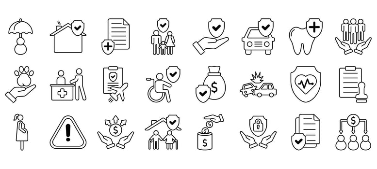 set of insurance icons. vector