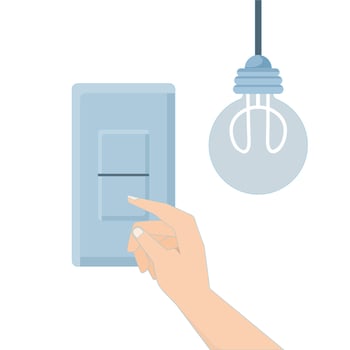 Energy saving concept, by turning off the lights. Turning off the lights to save electricity. Environmental protection concept. flat design illustration on background. vector