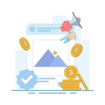 Content monetization concept, how to make money online on social media. Social media content creators make money online. make money online. Flat cartoon illustration in the background. vector