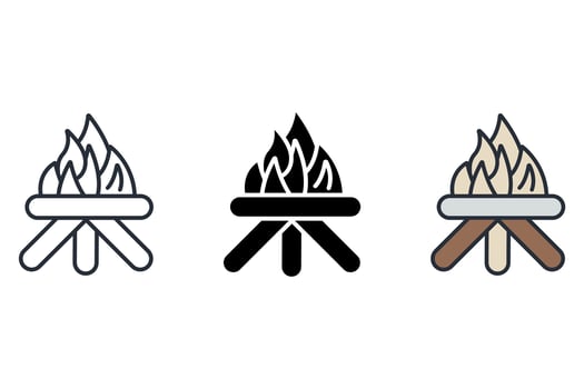 campfire set icons pack vector
