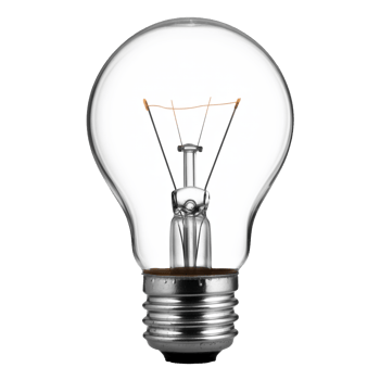 Clear Glass Lightbulb With Filament on Transparent Background Energy Concept png