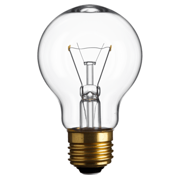Clear Glass Light Bulb with Visible Filament on Transparent Background Closeup png