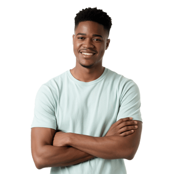 Confident African Man Smiling with Arms Crossed on Transparent Background png