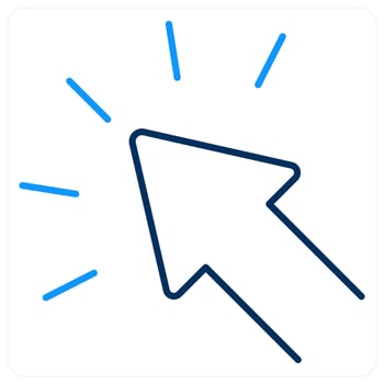 Click icon concept in blue bold line color vector