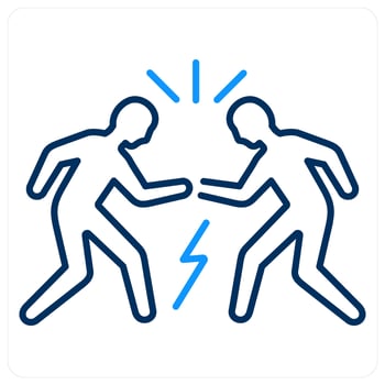 Confrontation icon concept in blue bold line color vector