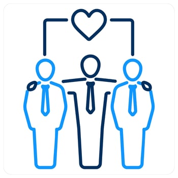 Togetherness icon concept in blue bold line color vector