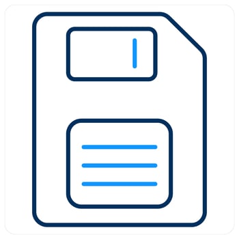Floppy icon concept in blue bold line color vector