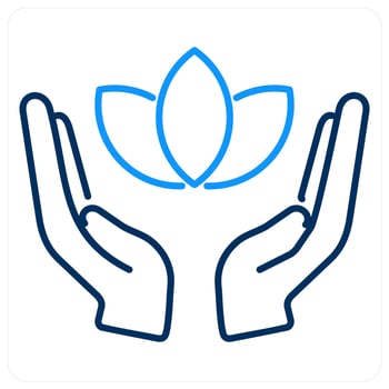 Meditation icon concept in blue bold line color vector