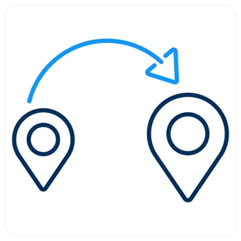 Distance icon concept in blue bold line color vector